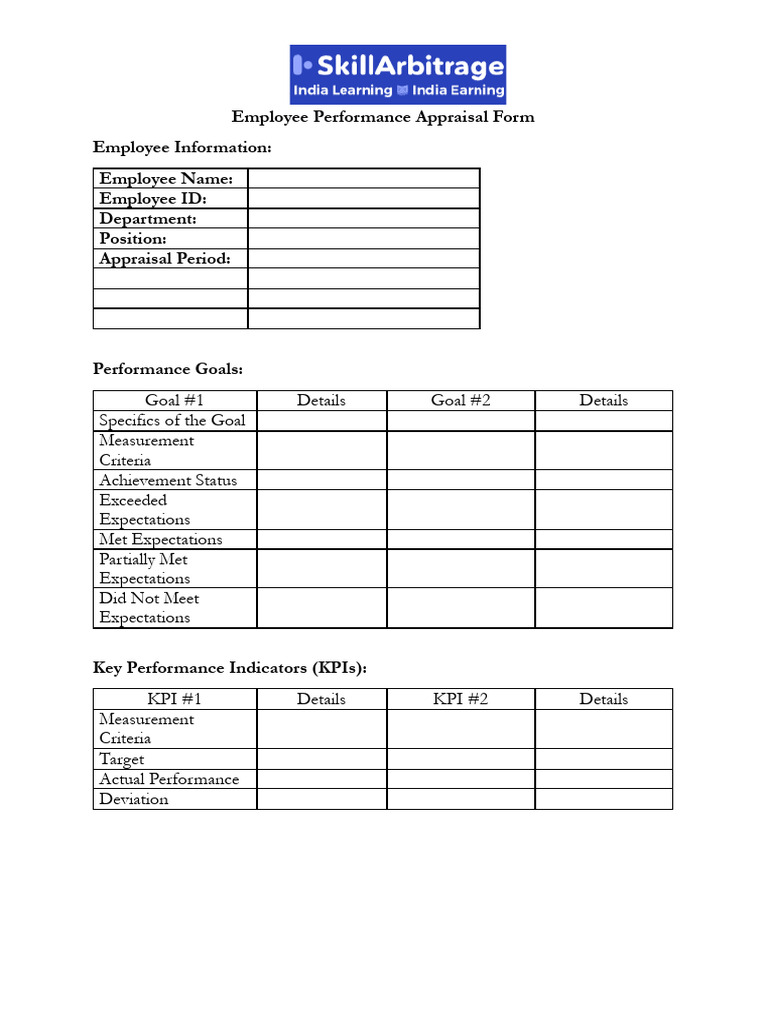Performance Apprisal Form | PDF