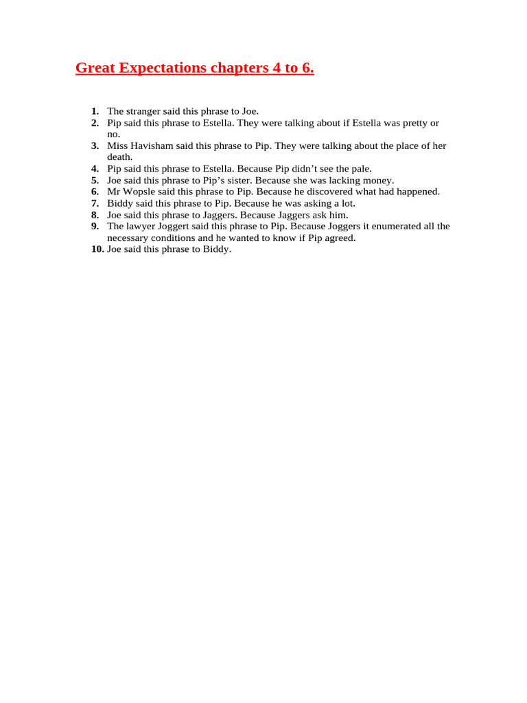 Great Expectations Chapters 4 to 6 | PDF