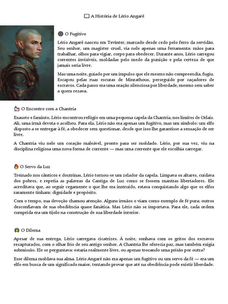 ? A História de Lério Angarë | PDF | Servidão | Liberdade