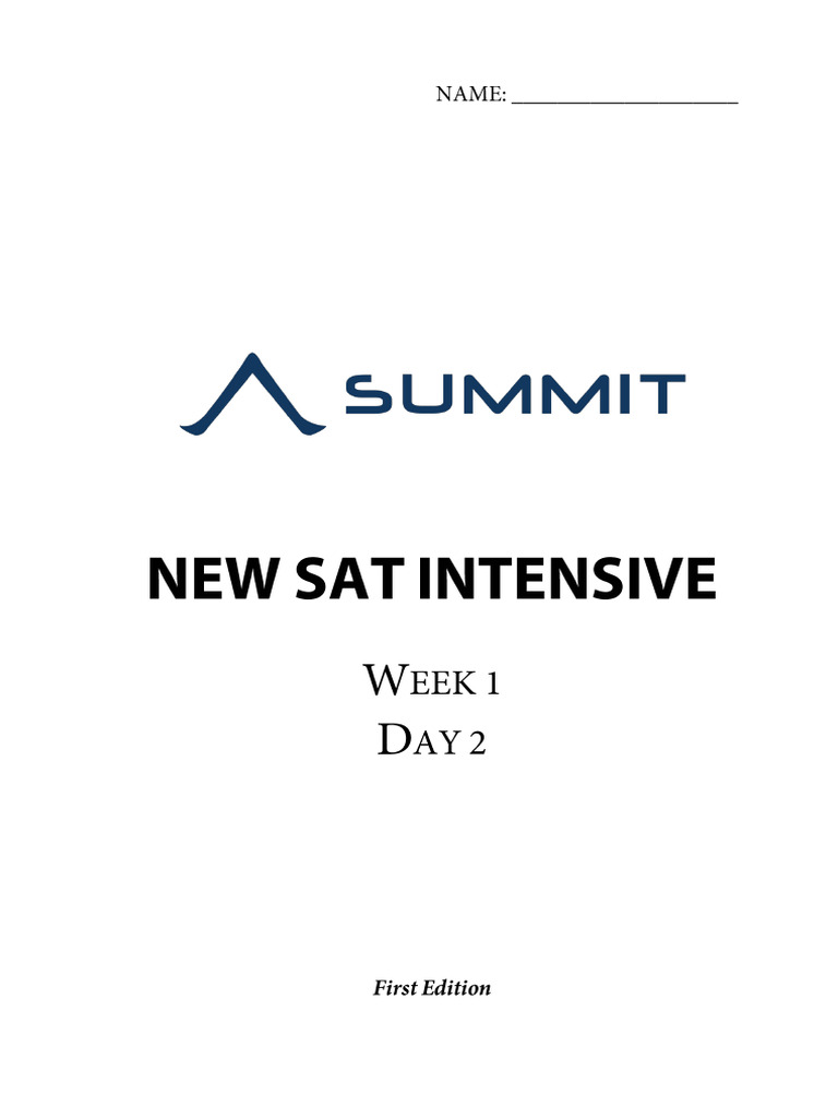 New SAT Intensive - W1D2 (1stE) | PDF
