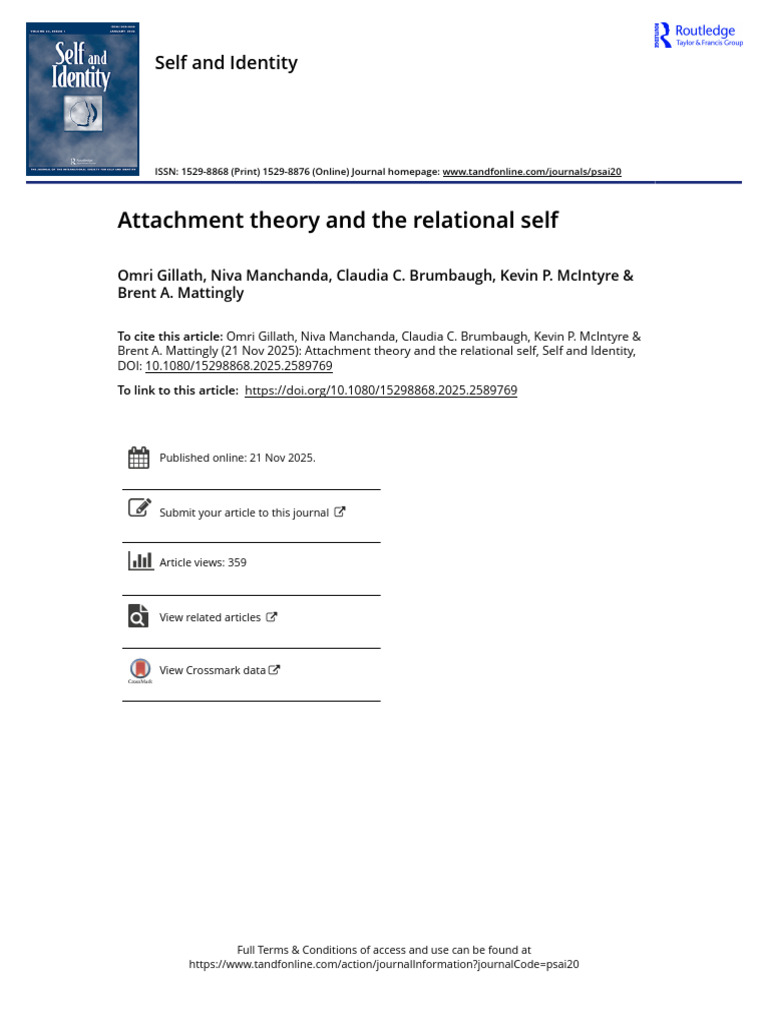 Attachment Theory and The Relational Self | PDF | Attachment Theory ...