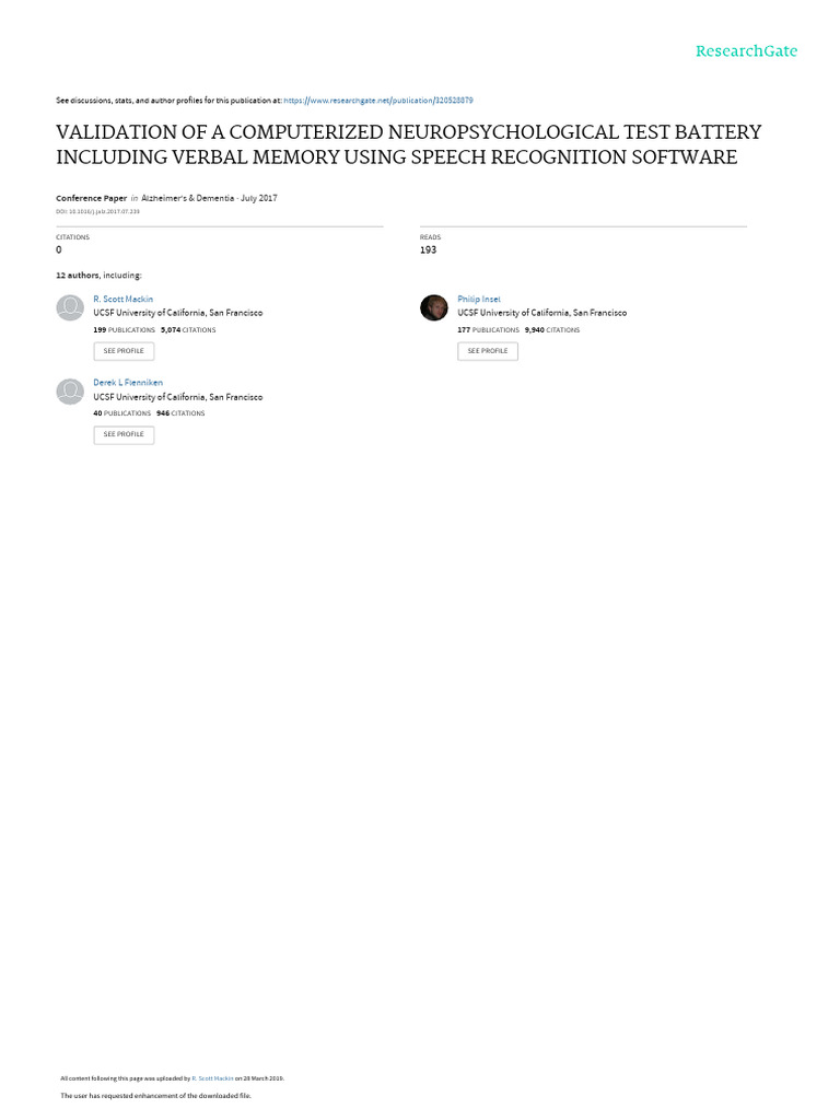 Validation of A Computerized Neuropsychological Test Battery Including ...