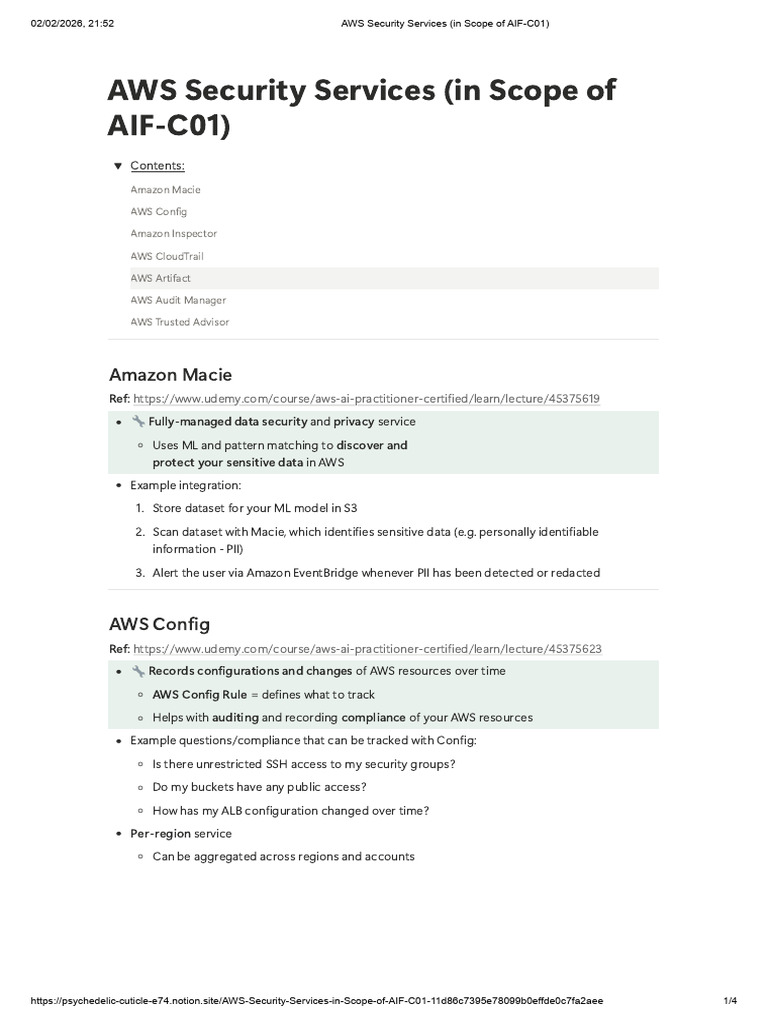 10.7 AWS Security Services (in Scope of AIF-C01) | PDF | Amazon Web ...