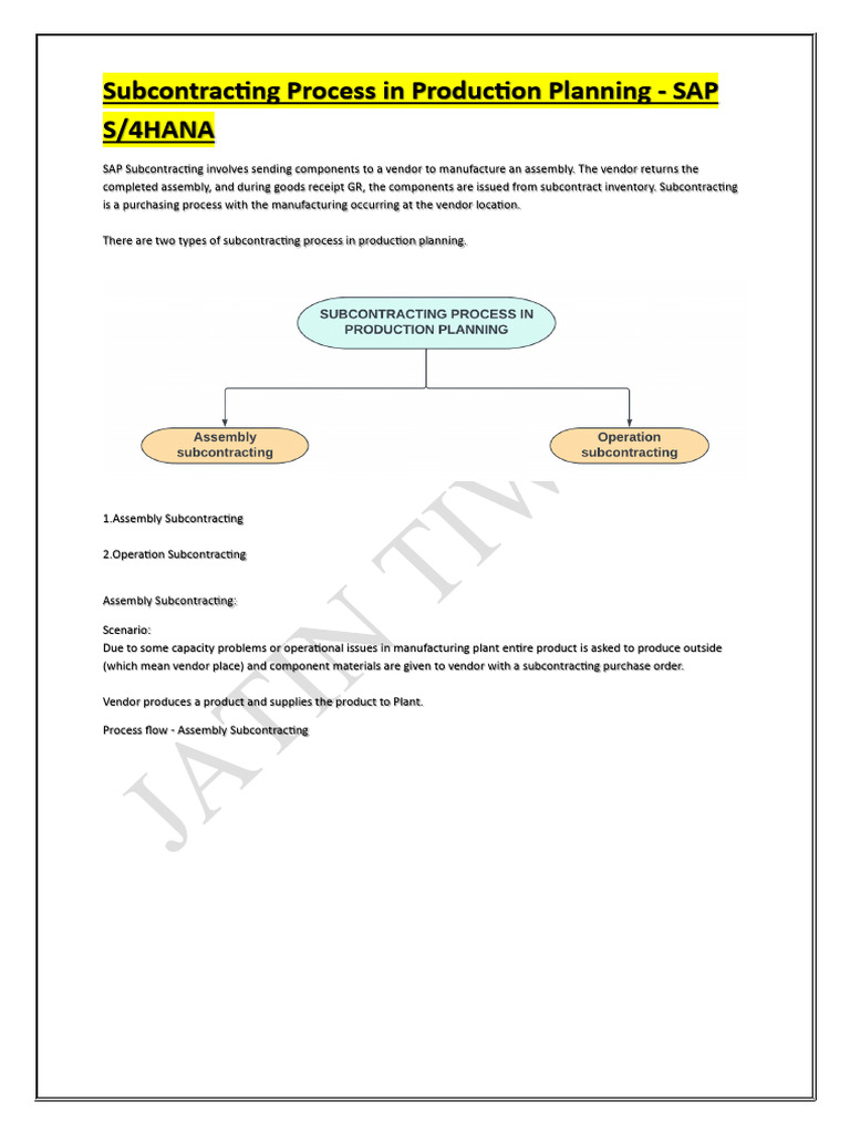 Subcontracting Process in Production Planning in SAP | PDF | Business ...