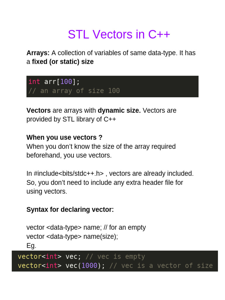 CodeISM Class 3-b (STL Vectors) | PDF | C++ | Computing