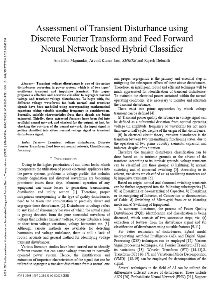 Assessment of Transient Disturbance Using Discrete Fourier Transform ...