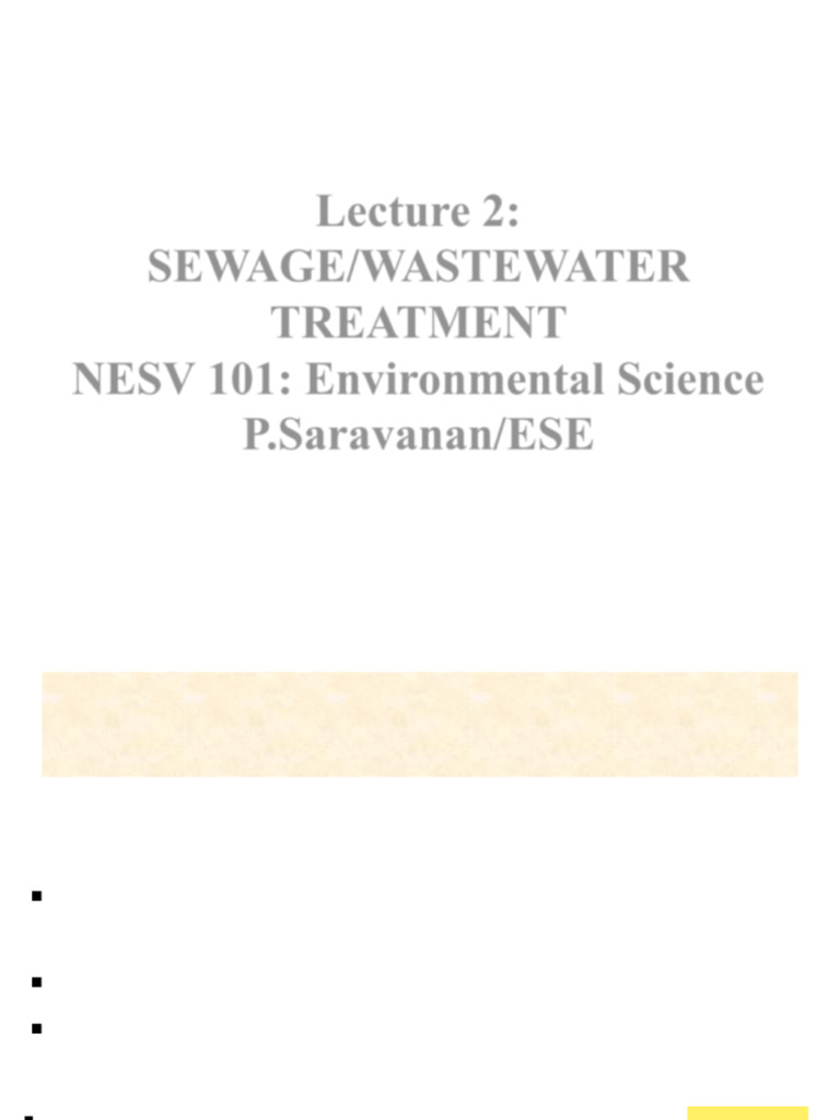 Lecture 2 WastewaterTreatment | PDF | Sewage Treatment | Sewage