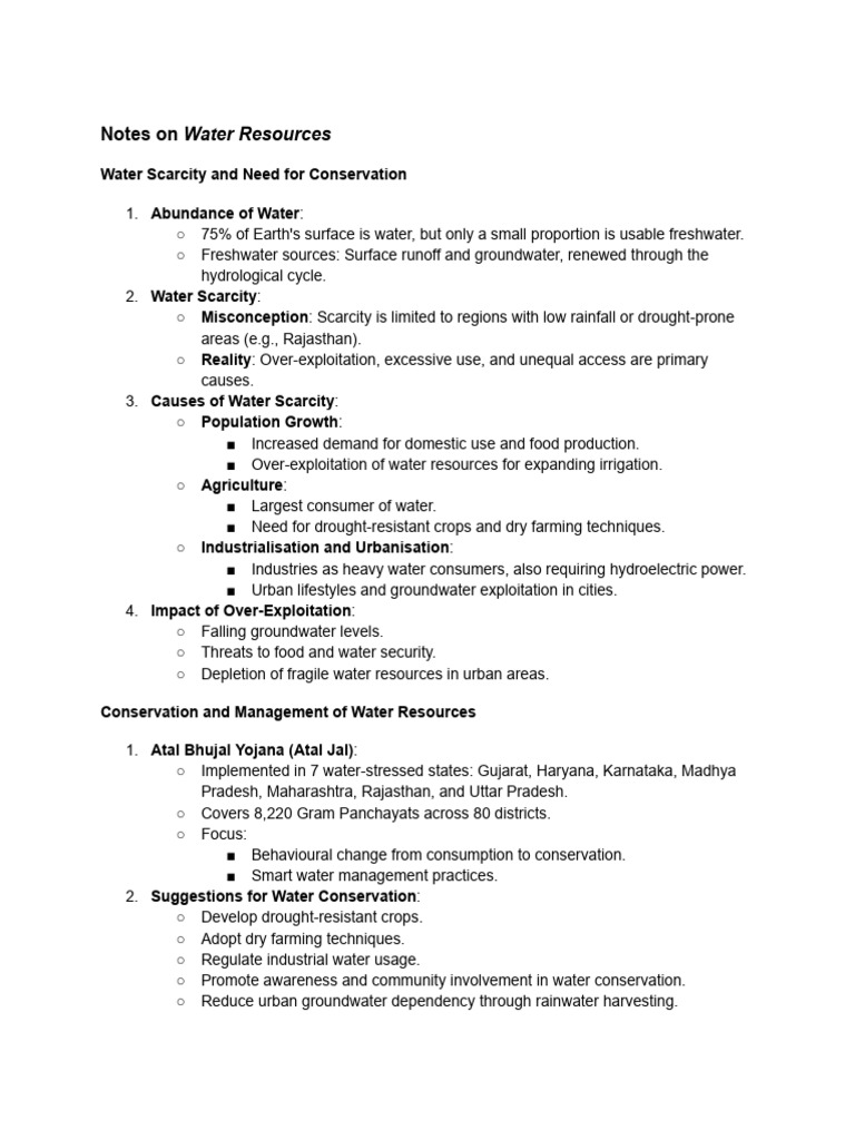 Water Resources - GEOGRAPHY | PDF | Water Scarcity | Dam