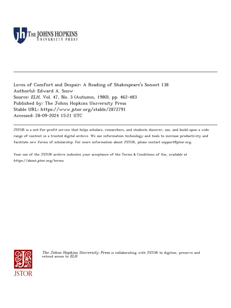 A Reading of Shakespeare's Sonnet 138 | PDF | Iago | Othello
