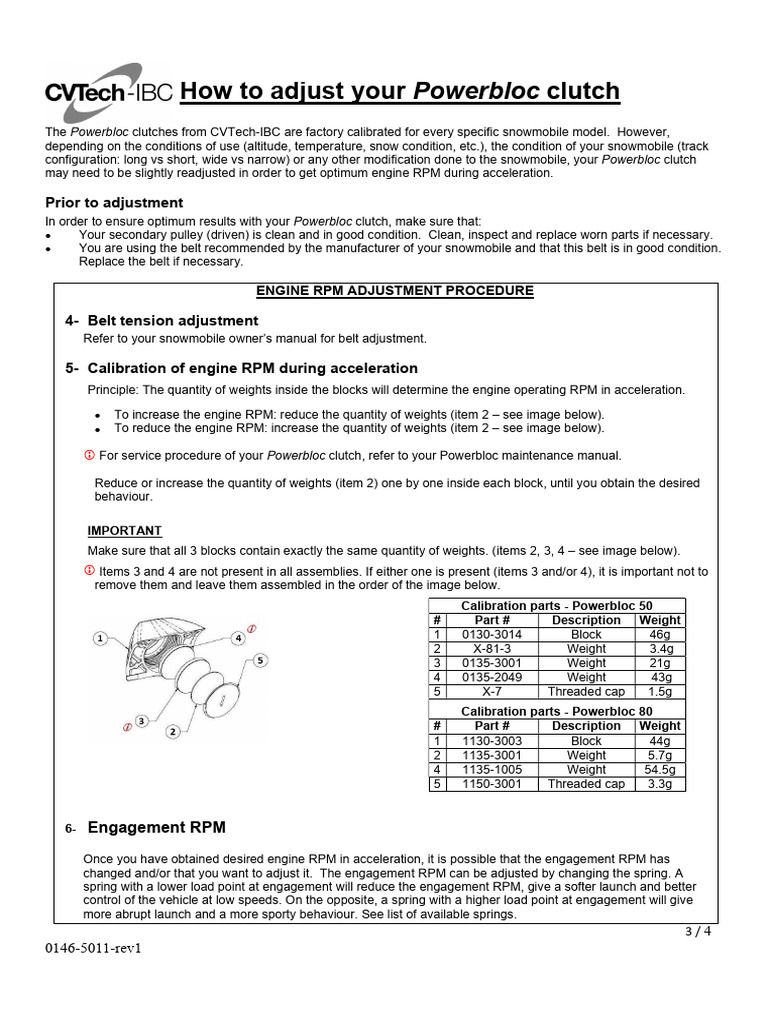 Adjustment Cvtech Primary | PDF | Weight | Clutch