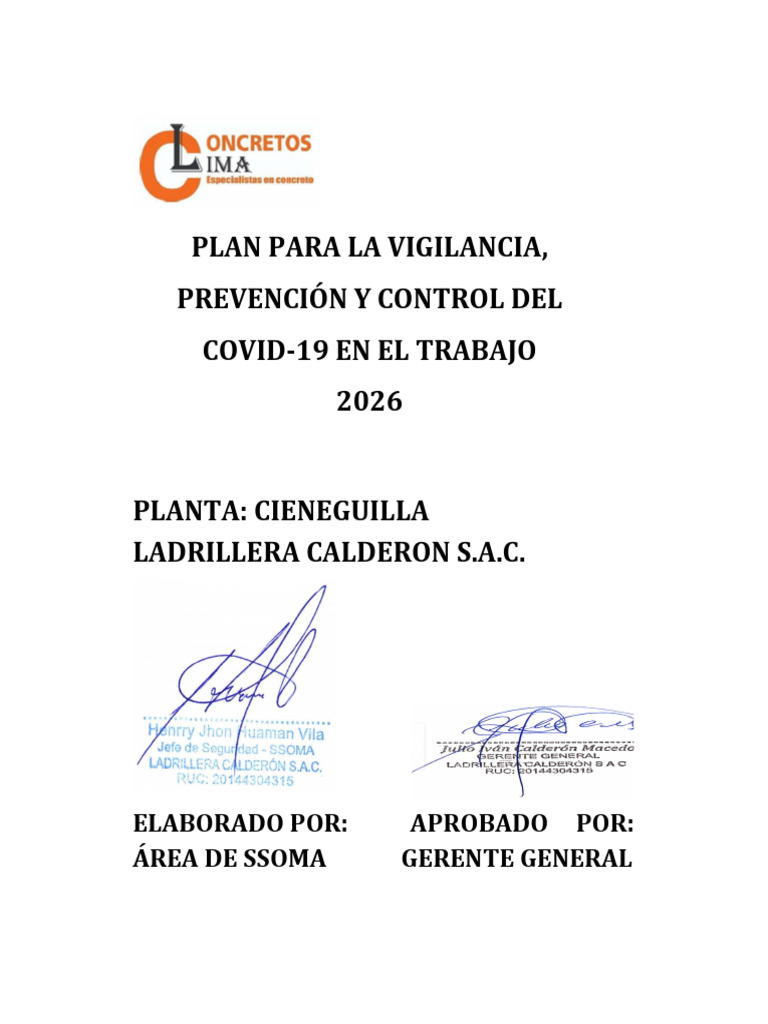 Plan Prevención Covid 2026 | PDF | Seguridad y salud ocupacional ...