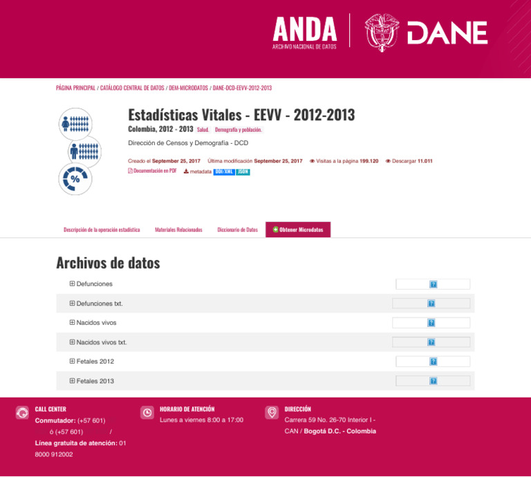 Colombia - Estadísticas Vitales - EEVV - 2012-2013 | PDF