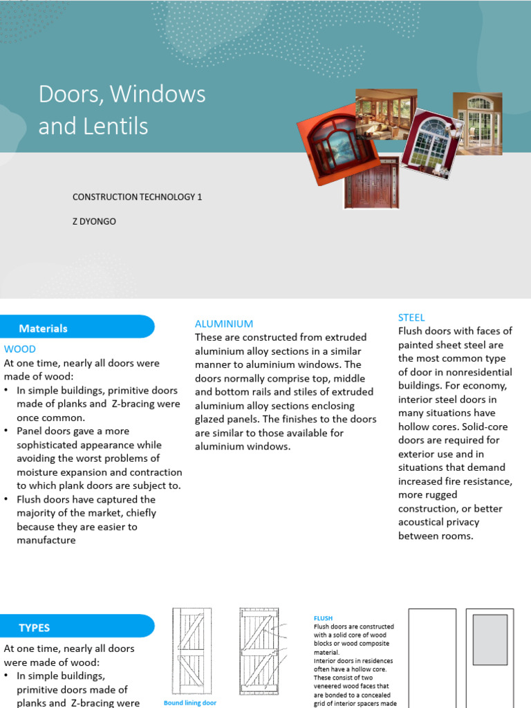 Windows and Doors Material Lecture (1) | PDF | Window | Door