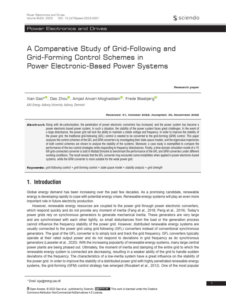 A Comparative Study of Grid-Following and Grid-For | PDF | Electrical ...