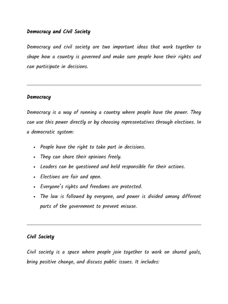 Relationship Between Democracy & Civil Society | PDF | Civil Society ...