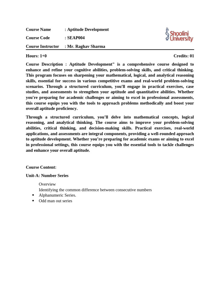 Aptitude Development Sem 04 | PDF | Logic | Deductive Reasoning