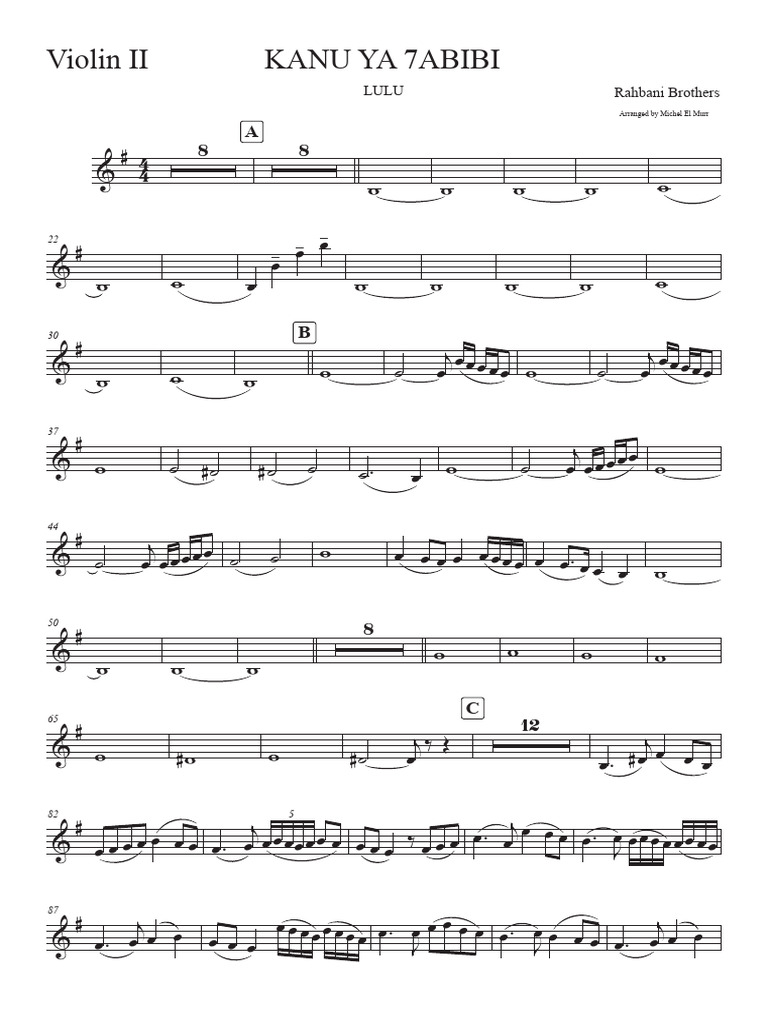 Kanu Ya Zabibi - Violin II | PDF