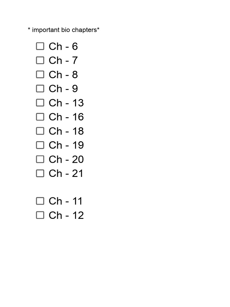 Important Bio Chapters | PDF