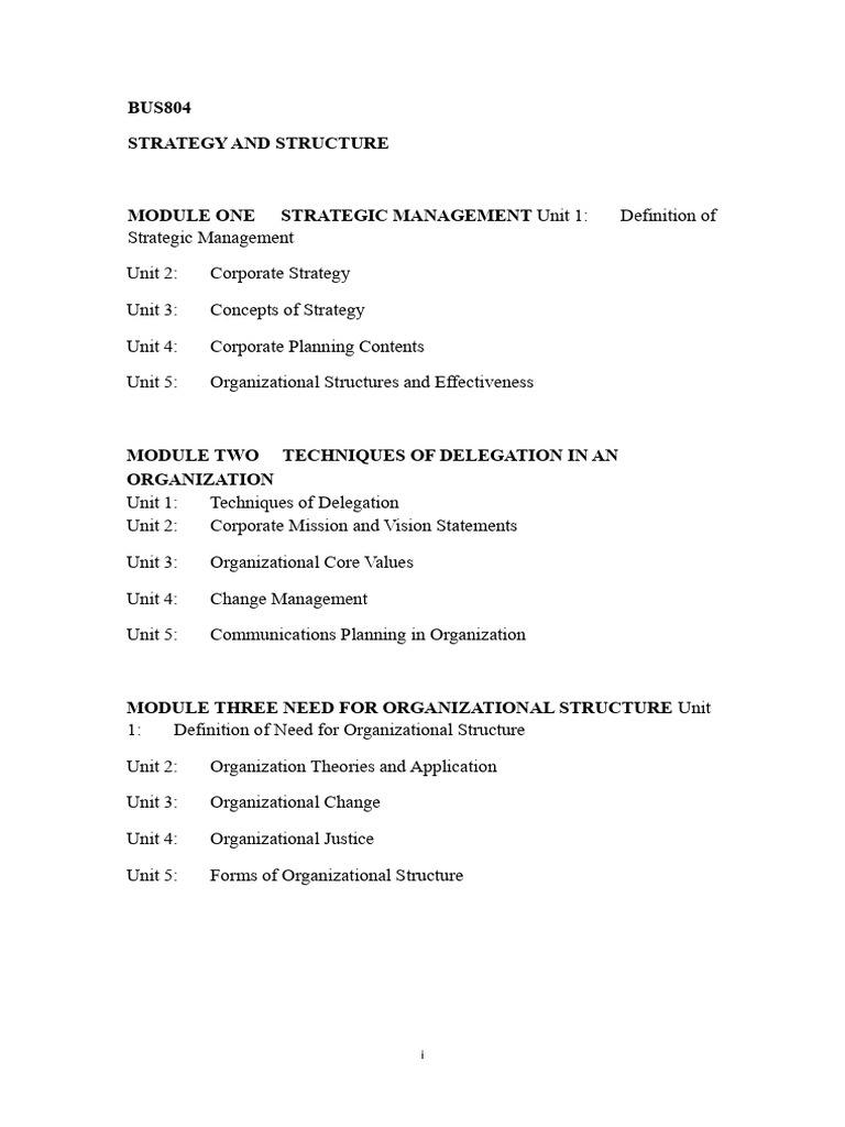 BUS804 - Strategy - and - Structure SUMMARY | PDF | Strategic ...