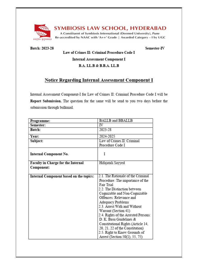 Notice Internal Component LOC | PDF | Criminal Procedure In South ...