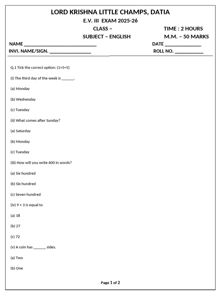 Class 1 | PDF