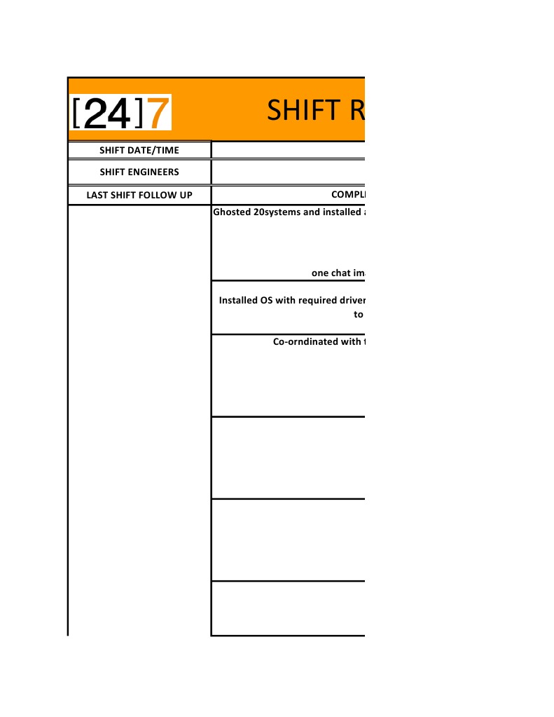 Shift Report and Task Updates | PDF