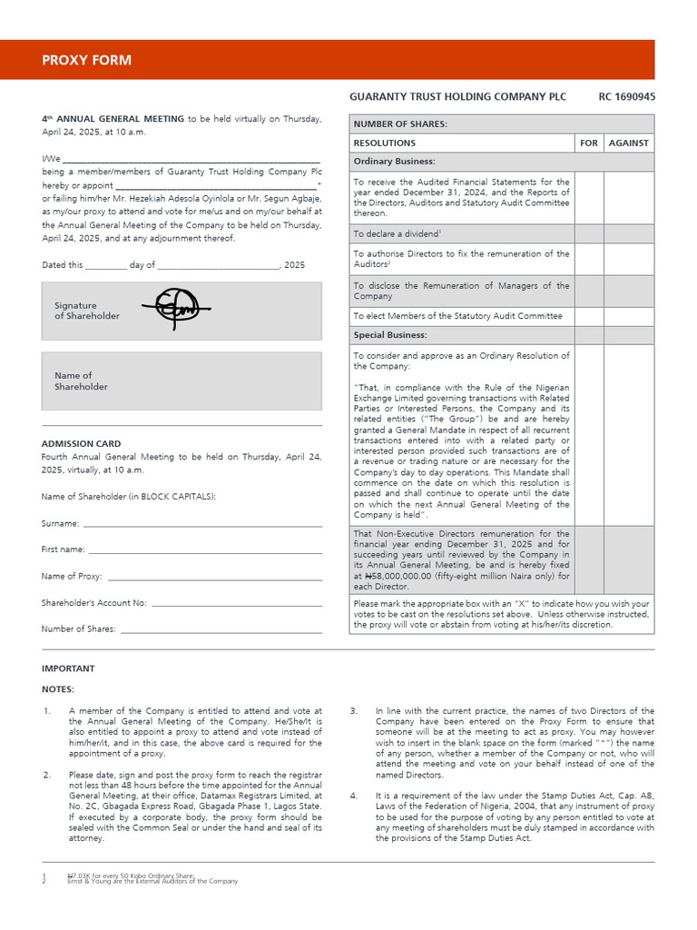 Holdco Proxy Form 2025 | PDF | Proxy Voting | Audit