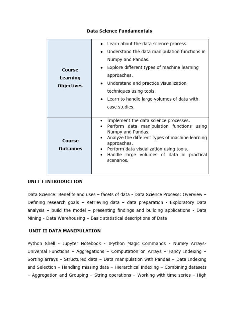 Data Science Fundamentals | PDF | Machine Learning | Data Analysis