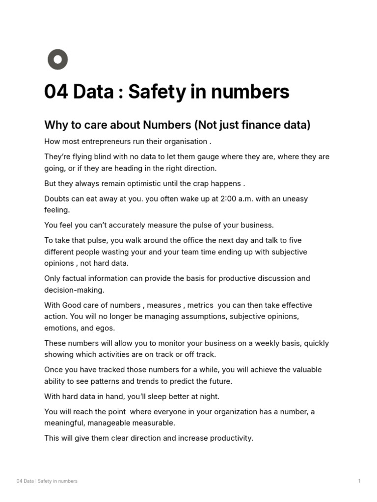04 Data - Safety in Numbers | PDF | Customer Satisfaction | Performance ...