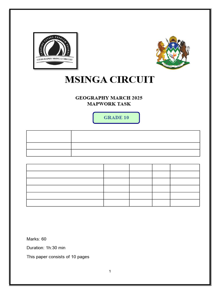 Msinga CMC Mapwork Task March 2025 - 112746 | PDF | Map | Geographic ...