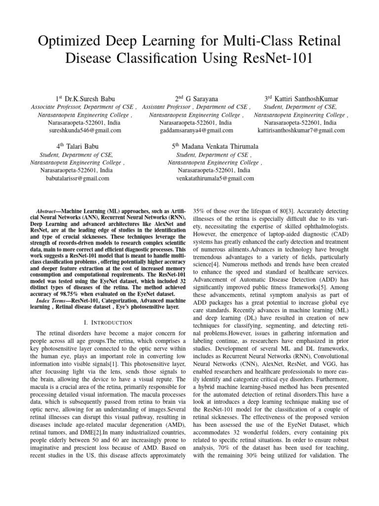 Optimized Deep Learning For Multi-Class Retinal ResNet-101 | PDF | Deep ...