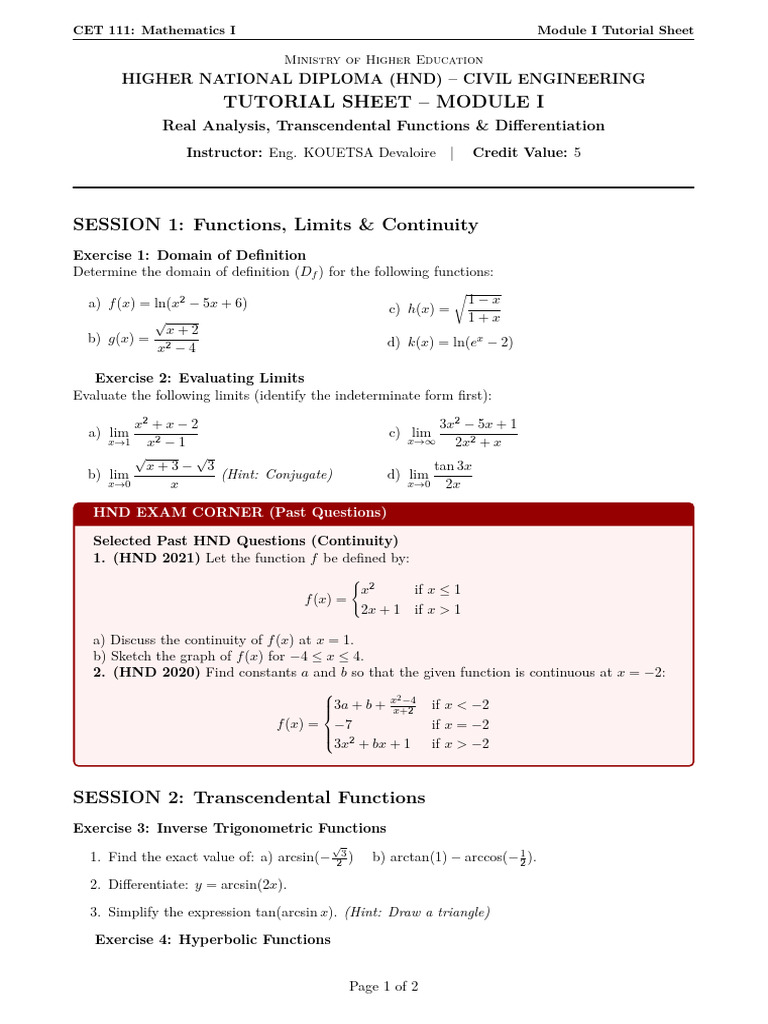 Tutorials Module 1 | PDF | Function (Mathematics) | Mathematics