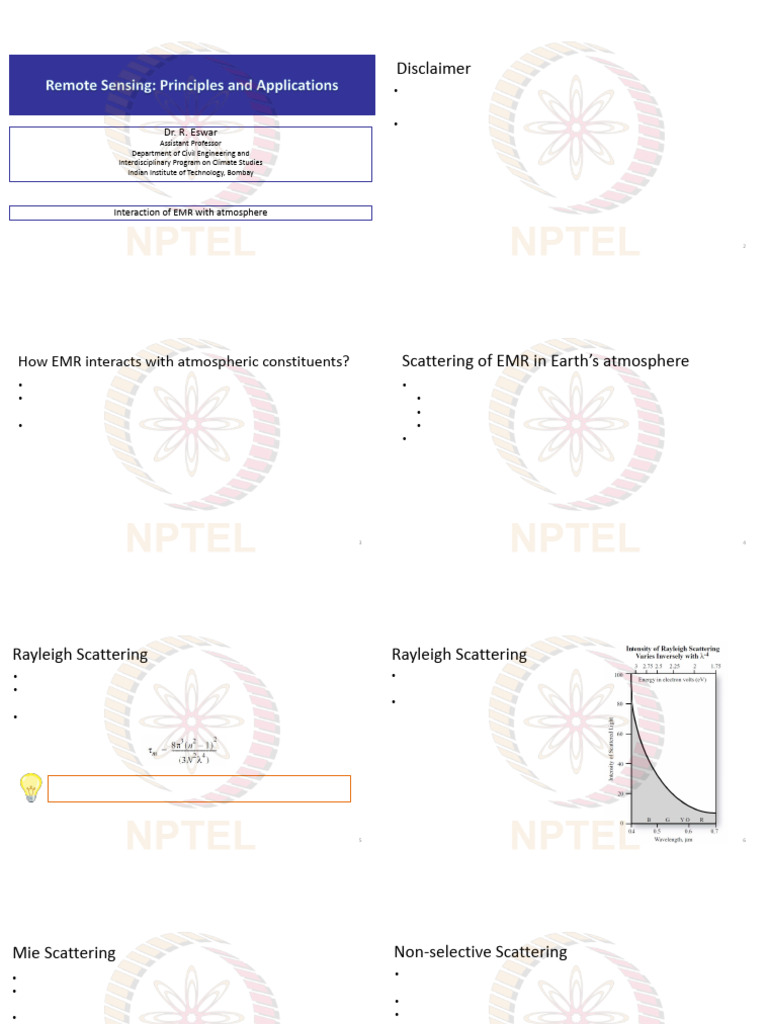 RS Week1 Slides 4 Interaction of EMR With Atmosphere | PDF | Scattering ...
