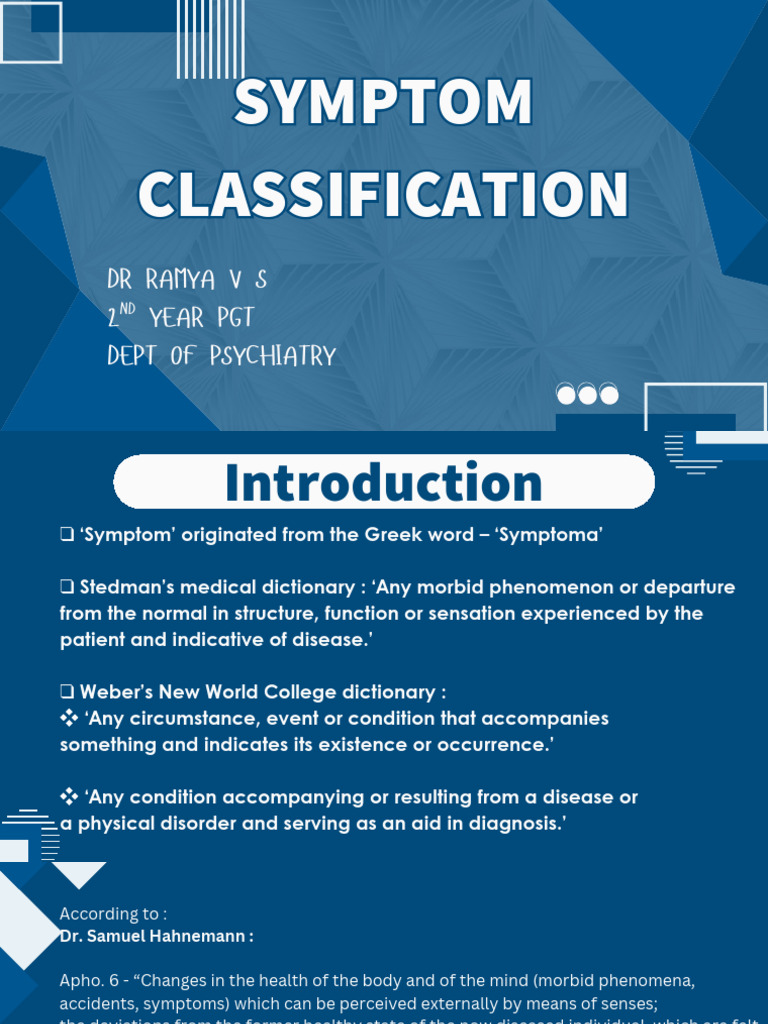 Symptom Classification | PDF | Pathology | Headache