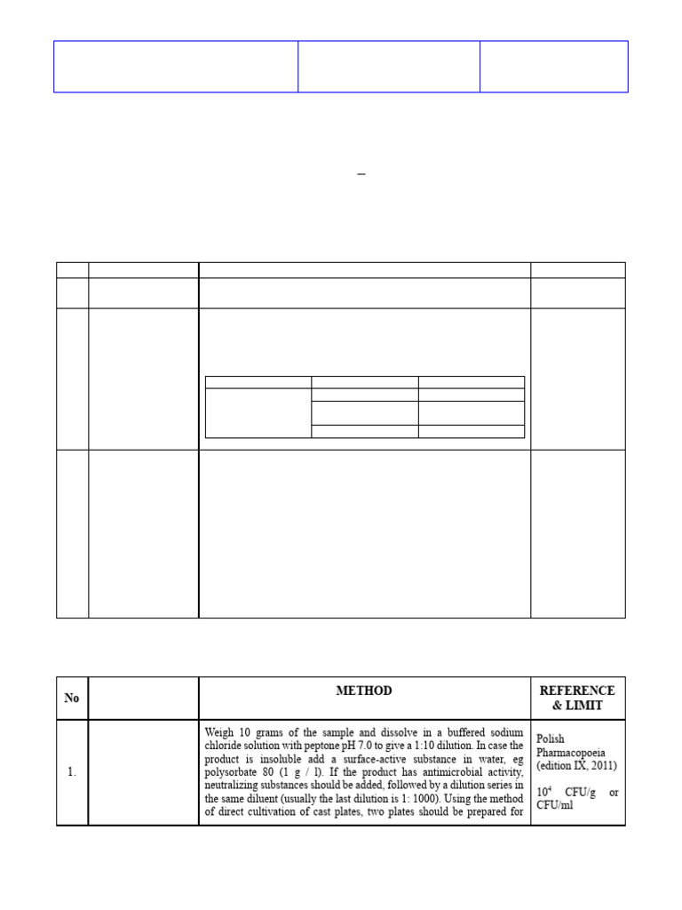 METHOD OF ANALYSIS - FS Tablets | PDF | Colony Forming Unit | Tablet ...