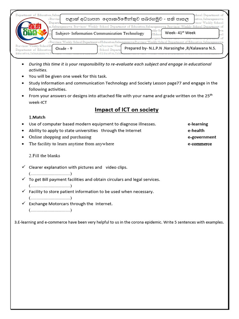 November 1 St Week-Grade 9 ICT - English Medium | PDF