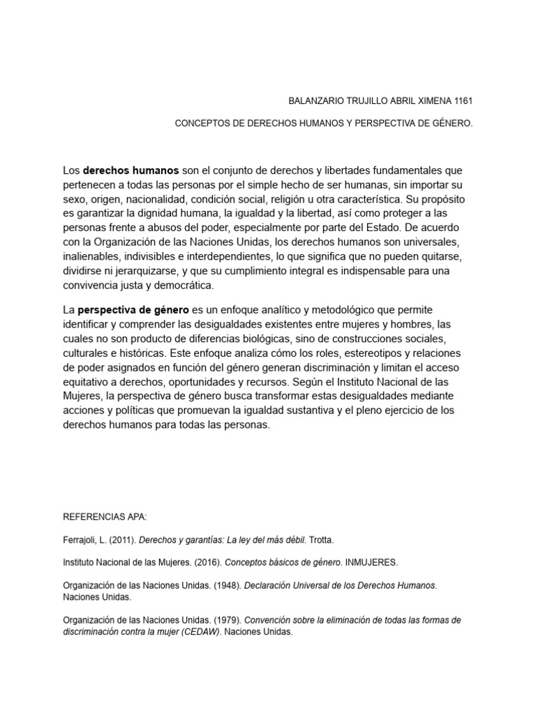 Derechos Humanos y Perspectiva de Género | PDF
