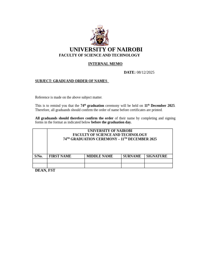 Graduand Order of Name | PDF