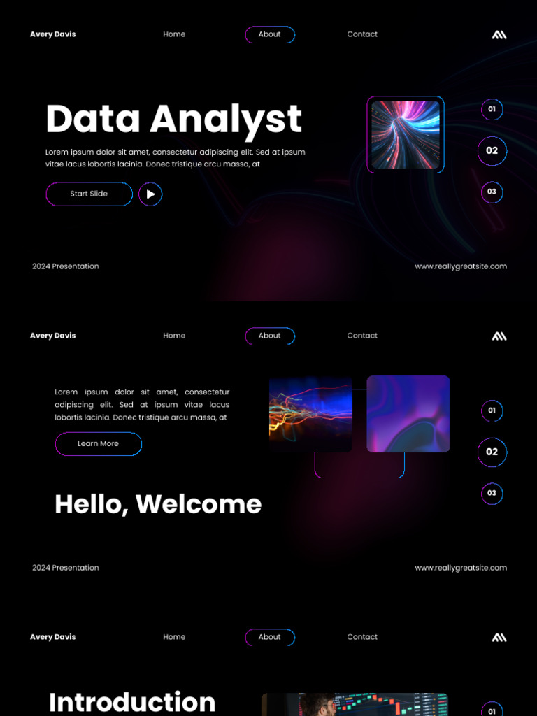 Black and Purple Gradient Modern Data Analyst Presentation | PDF