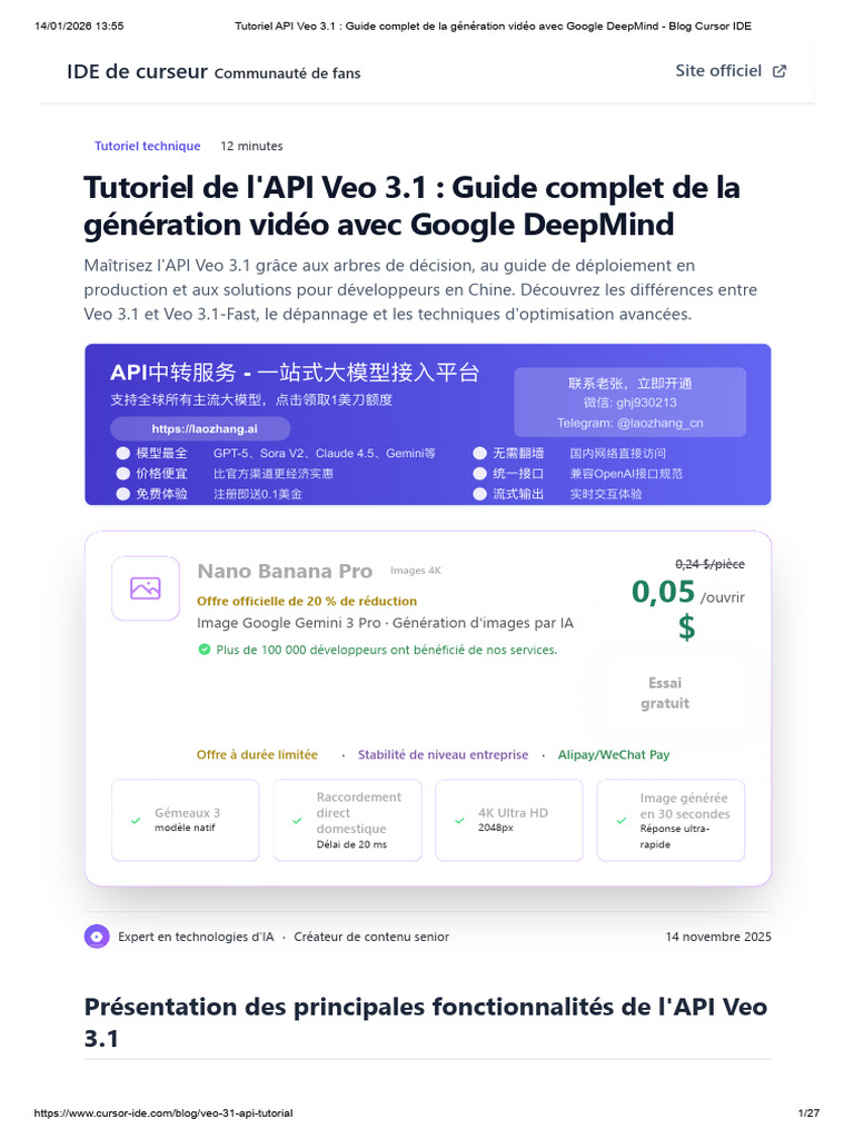 Tutoriel API Veo 3.1 - Guide Complet de La Génération Vidéo Avec Google ...