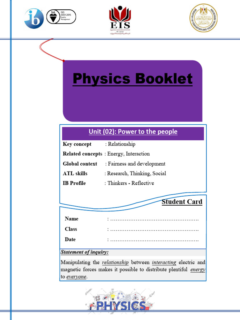 Booklet U02 MYP5 | PDF | Electromagnetic Induction | Magnetic Field