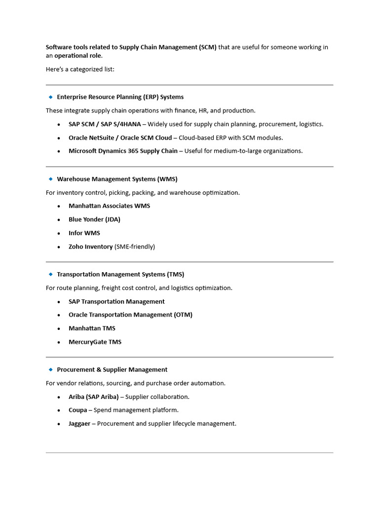 Software Tools Related To Supply Chain Management | PDF