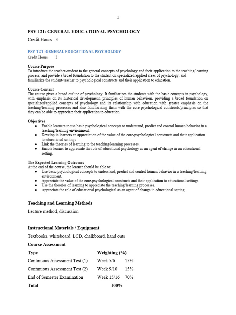 PSY 121 Notes 2026 | PDF | Psychology | Cognition