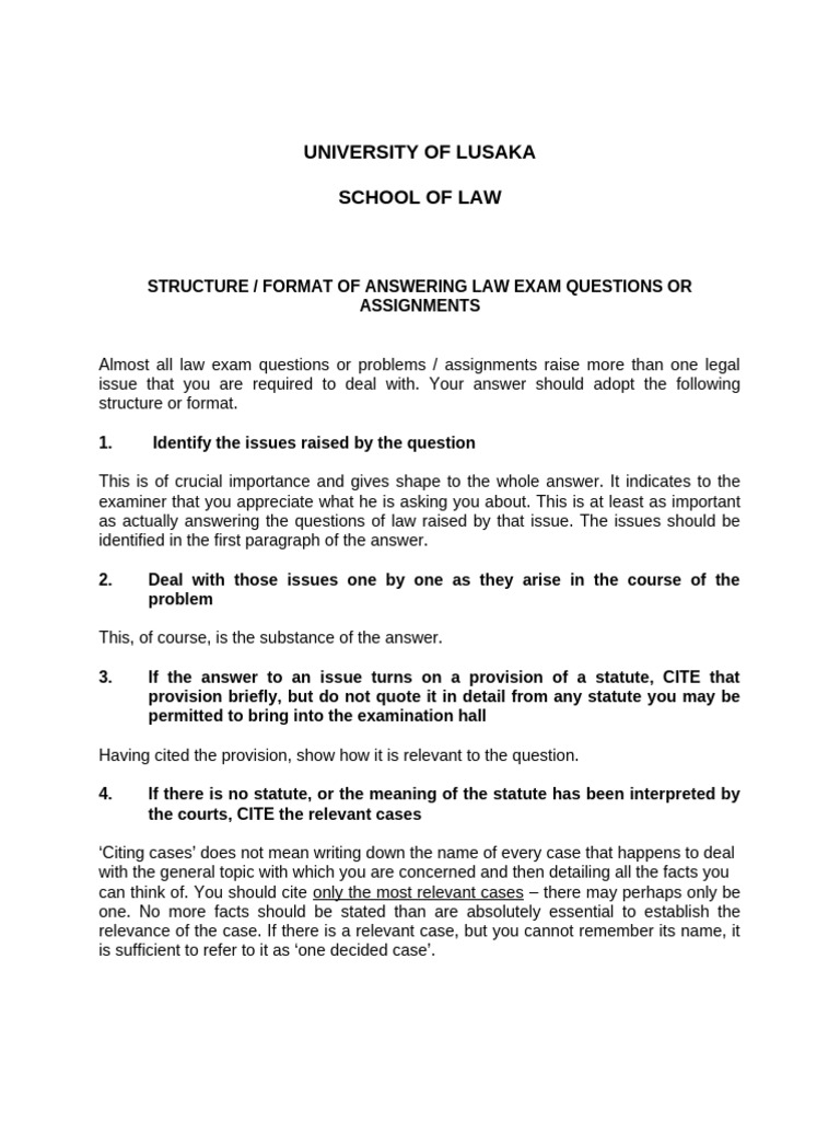 Format for Answering Law questions | PDF