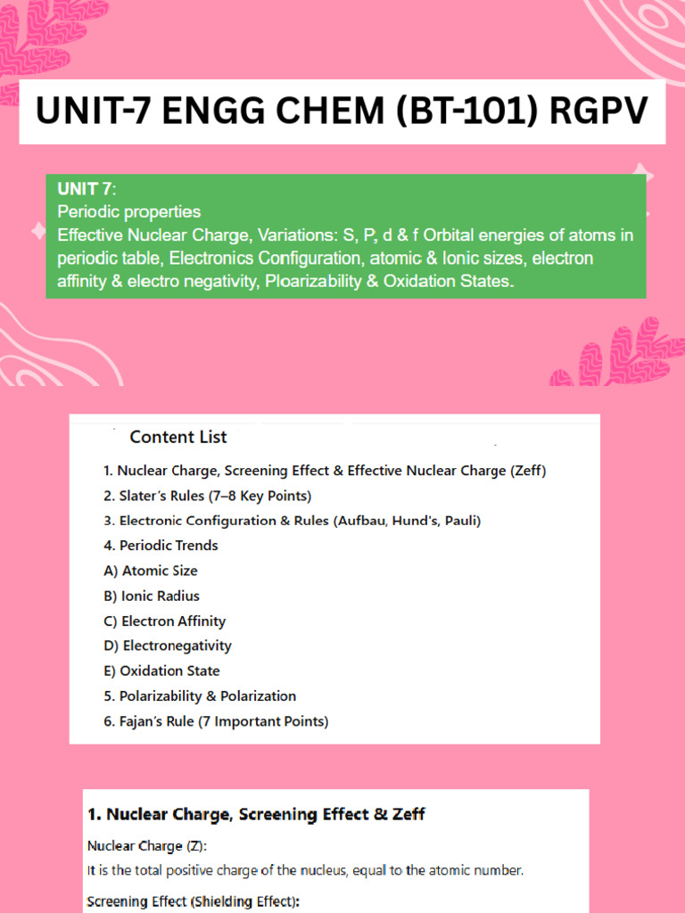 UNIT-7 ENGG CHEM (BT-101) RGPV PERODIC PROPERTIES NOTES BY RGPV RUMORS ...