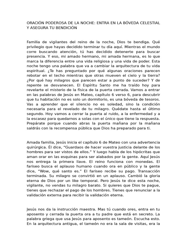 Oración Poderosa de La Noche Entra en La Bóveda Celestial y Asegura Tu ...