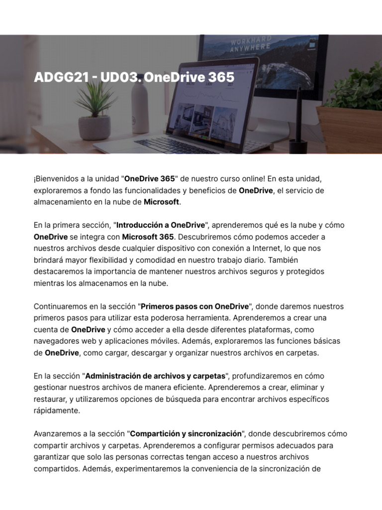 Adgg 21 Ud 03 One Drive 365 EjkglliC | PDF | Computación en la nube ...