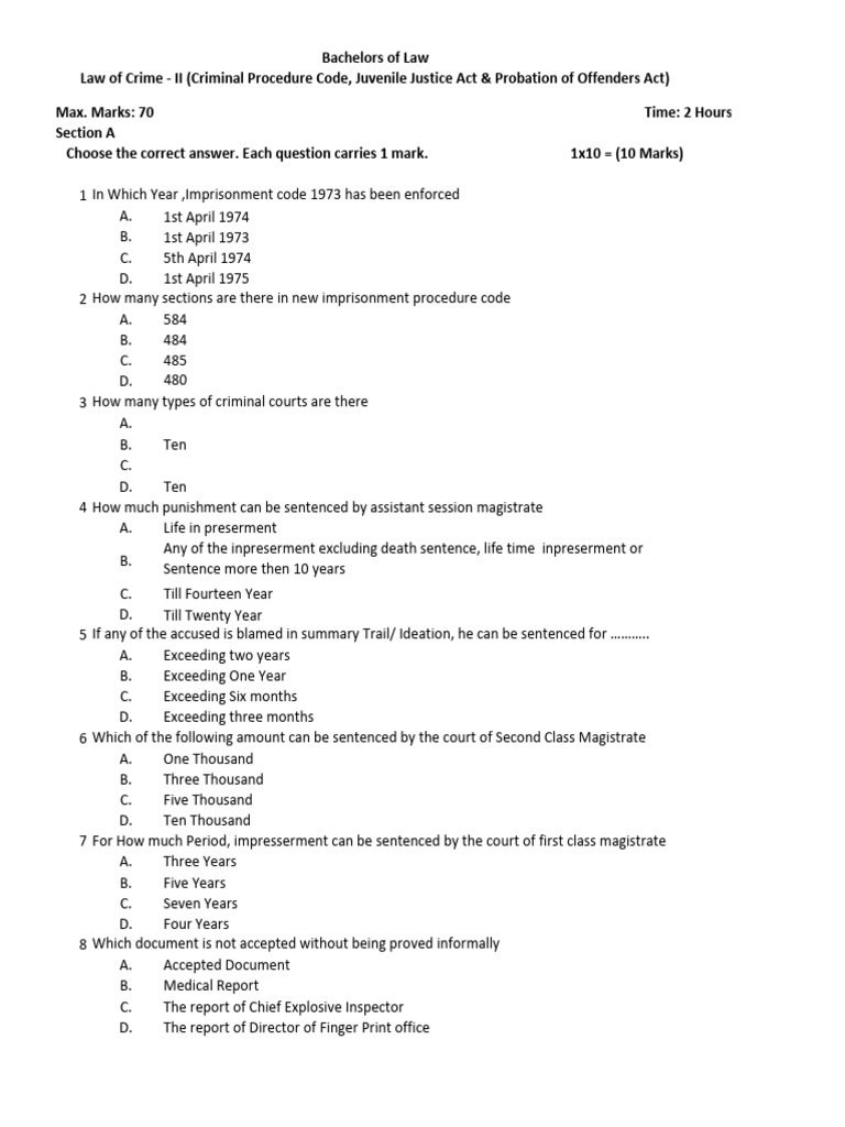 2 Law of Crime - II (Criminal Procedure Code, Juvenile Justice Act ...