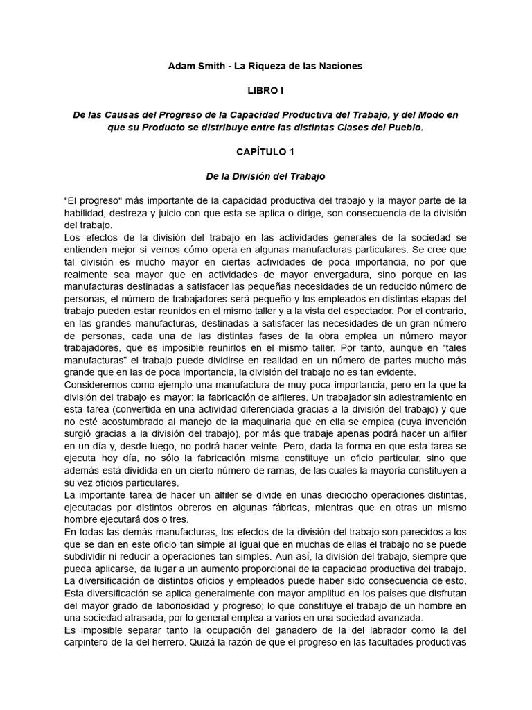 Adam Smith - La Riqueza de Las Naciones | PDF | Beneficio (economía ...
