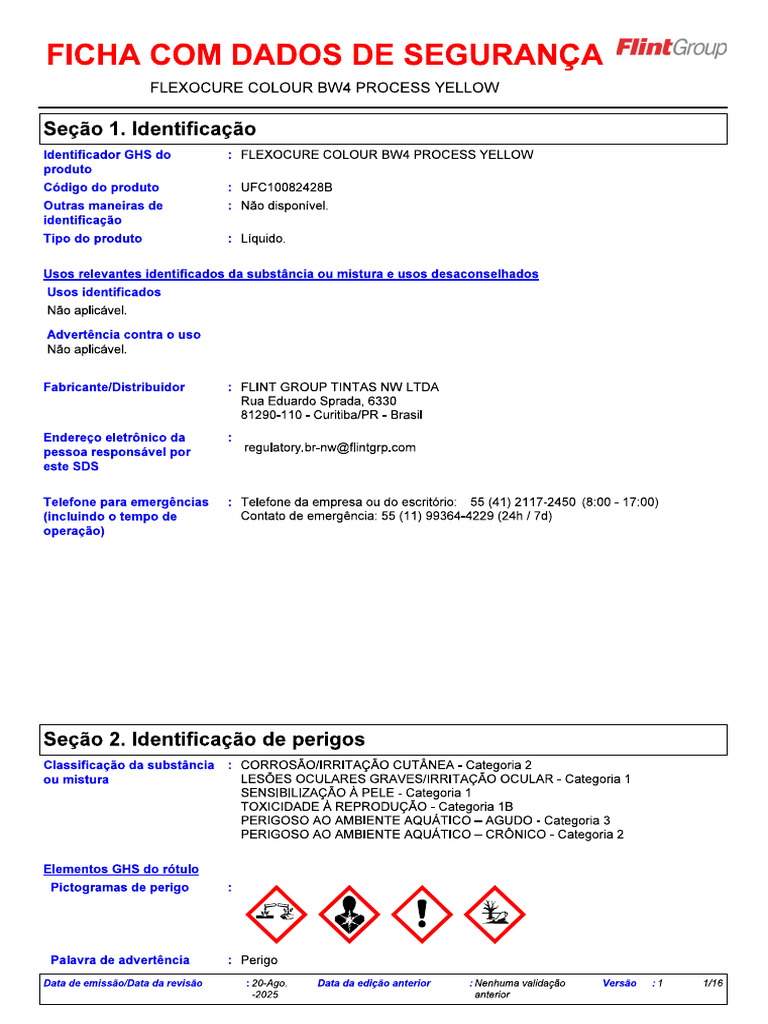 Fds - Flexocure Colour Bw4 Process Yellow | PDF